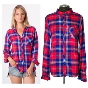 Allison Joy – Plaid Long Sleeve Button Down Shirt –Evereve - Large